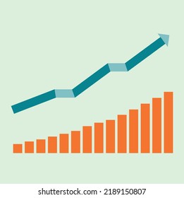 Flecha de tendencia ascendente infográfica de la barra de gráfico para un objetivo comercial o un problema económico