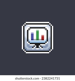 chart bar on  standing banner sign in pixel art style