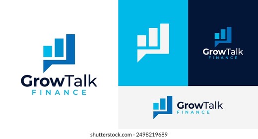 Chart Bar Stat Grow Finance Talk Dialog Logo Design Branding Template