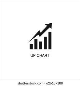 Up chart with bars and arrow icon vector illustration on white background.
