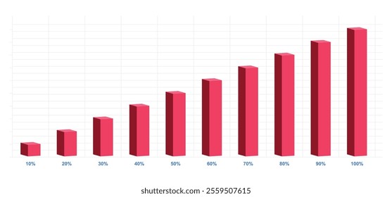 chart bars template. 10%-100% number. Business graph and diagram. flowchart infographic. Template for diagram, presentation and chart