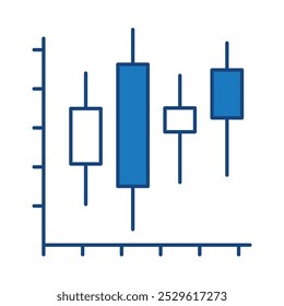 Icono azul del gráfico. Icono de estadísticas de negocios, diagramas y gráficos Ilustración vectorial de trazos editable