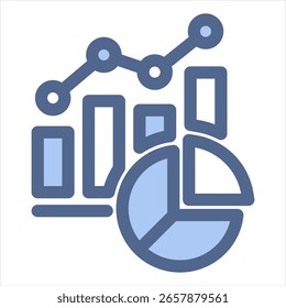 Ilustração do Vetor de Ícone Azul do Gráfico