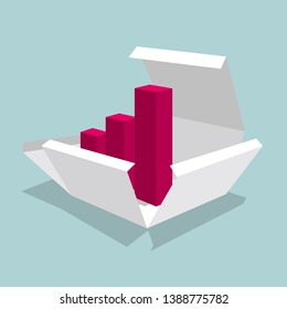 The chart is in the box. Isolated on blue background.