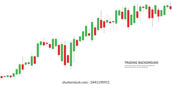 A chart of business candlesticks of investment trading on the stock market on a white background. A chart with green-red candlesticks. Bullish point, the trend of the chart. Vector EPS 10.