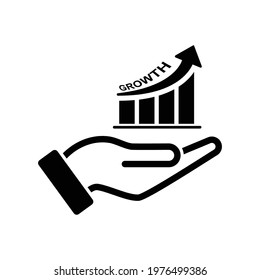 Chart of business growing concept on hand isolated on white background vector illustration.