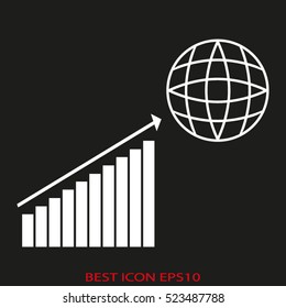 chart, business growth globe vector icon, eps10