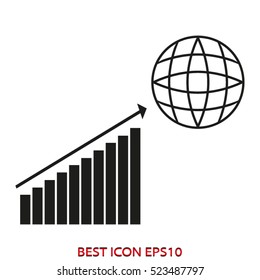chart, business growth globe vector icon, eps10