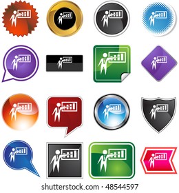 Chart businessman web button isolated on a background