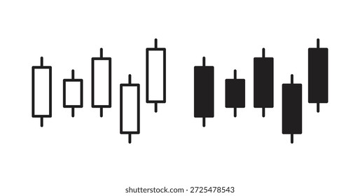 Icono del candelero del gráfico con el glifo y la línea. iconos negros del vector para el Web UI