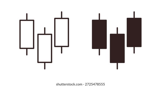 Icono del candelero del gráfico con el glifo y la línea. iconos negros del vector para el Web UI