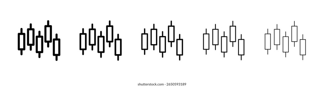 Chart candlestick icon graphic set. trendy stroke line style