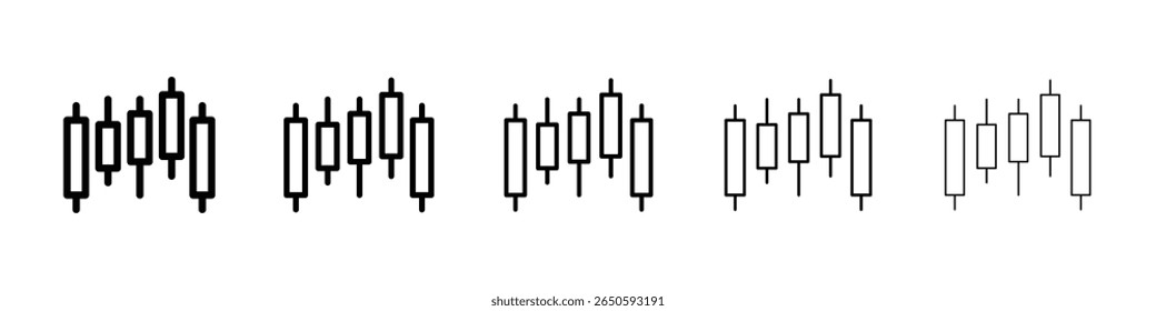 Chart candlestick icon graphic set. trendy stroke line style