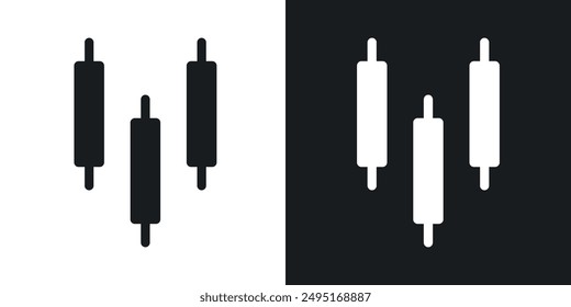 Chart candlestick vector icon set in solid style.