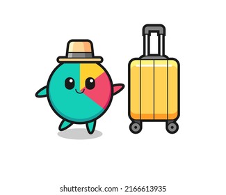 chart cartoon illustration with luggage on vacation , cute style design for t shirt, sticker, logo element