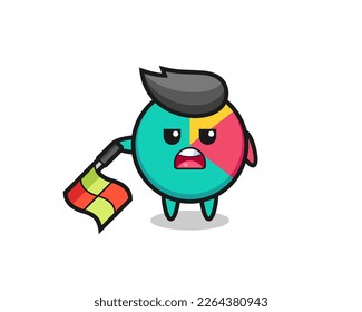 chart character as line judge hold the flag down at a 45 degree angle , cute style design for t shirt, sticker, logo element