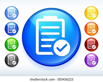 Chart with Check mark on Colorful Round Button