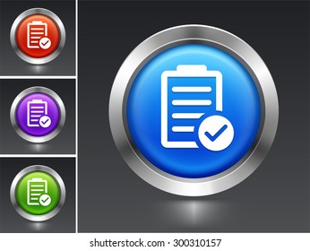 Chart with Checkmark on Blue Round Button