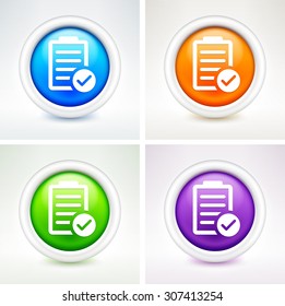 Chart with Checkmark on Colorful Round Buttons