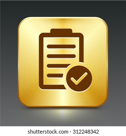 Chart with Checkmark on Gold Square Button