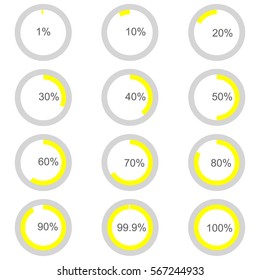 Chart circle with an indication of percents within the circle for brochures, presentations, articles, report, plans.  