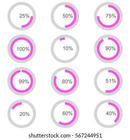 Chart circle with an indication of percents within the circle for brochures, presentations, articles, report, plans.  