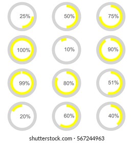 Chart circle with an indication of percents within the circle for brochures, presentations, articles, report, plans.  