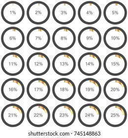 Chart circle with an indication of percents within the circle for brochures, presentations, articles, report, plans. 