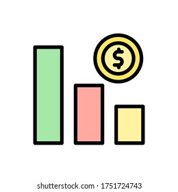 chart coin dollar icon. Simple color with outline vector elements of bankruptcy icons for ui and ux, website or mobile application