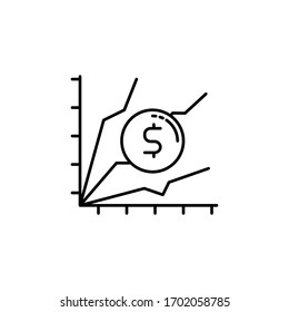 Chart, coin icon. Simple line, outline vector elements of loan and investment for ui and ux, website or mobile application