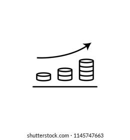 chart in coins line icon. Element of chart icon for mobile concept and web apps. Thin line chart in coins icon can be used for web and mobile. Premium icon