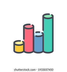 Chart color line icon. Graph vector outline colorful sign.
