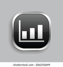 chart column icon design. Glossy Button style rounded rectangle isolated on gray background.. Vector illustration