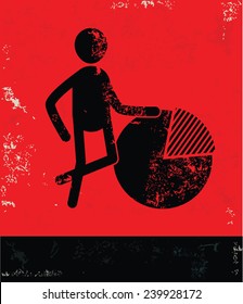 Chart concept,human resource on red background,grunge vector