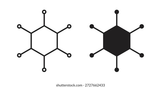 Chart connected icon with line and silhouette versions.