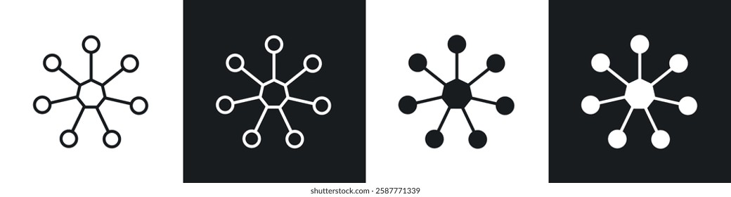 Chart connected icon set black and white colors. Graphic Vector icons pack