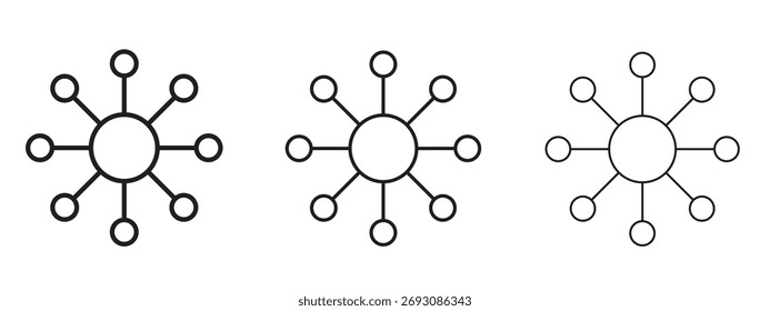 Símbolo de ícone conectado ao gráfico. Sinal de estilo linear para conceito móvel