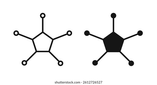 Chart connected icons in black fill and line style