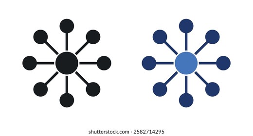 Chart connected icons set vectors black and colored style