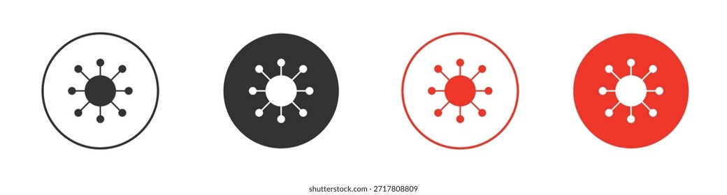 Ilustración vectorial de silueta plana simple de iconos conectados
