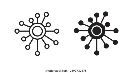 Chart connected vector icon set in black color.
