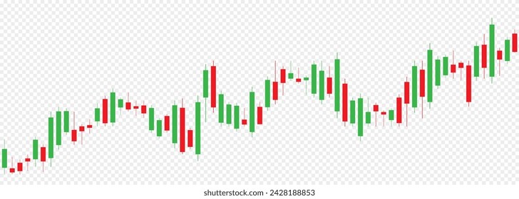 A chart of crypto candlesticks on a transparent background. An economic chart with stock market charts. Vector illustration.