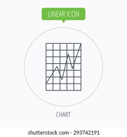 Chart curve icon. Graph diagram sign. Demand growth symbol. Linear outline circle button. Vector
