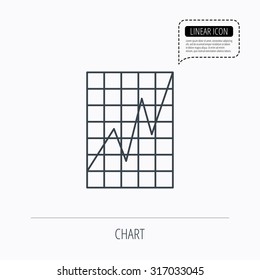 Chart curve icon. Graph diagram sign. Demand growth symbol. Linear outline icon. Speech bubble of dotted line. Vector