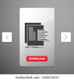 chart, data, graph, reports, valuation Glyph Icon in Carousal Pagination Slider Design & Red Download Button