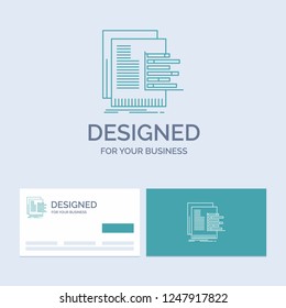 chart, data, graph, reports, valuation Business Logo Line Icon Symbol for your business. Turquoise Business Cards with Brand logo template