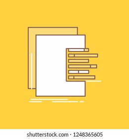 chart, data, graph, reports, valuation Flat Line Filled Icon. Beautiful Logo button over yellow background for UI and UX, website or mobile application