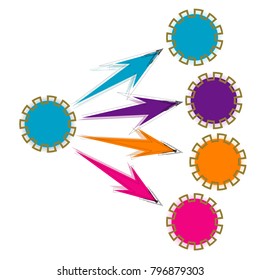 chart data infographic with arrow and circle design illustration