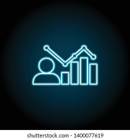 chart, data neon icon. Simple thin line, outline vector of Business global icons for UI and UX, website or mobile application on dark blue gradient background