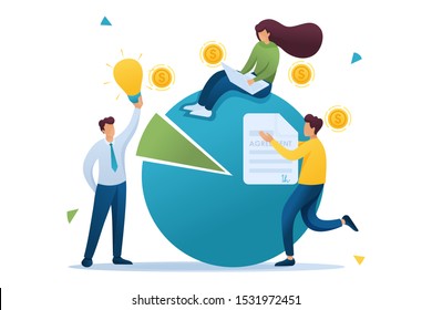 Chart with data for use by entrepreneurs, financial statements, credit debt. Flat 2D character. Concept for web design